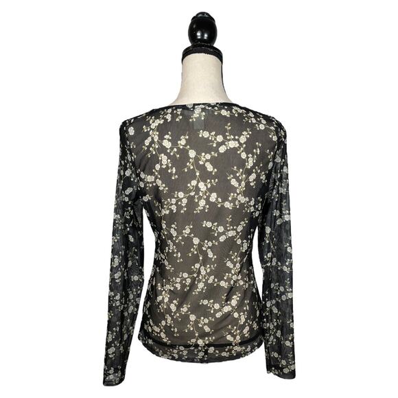 GP & J BAKER x H&M Black Floral Sheer Mesh Top        Size: M - Picture 3 of 4